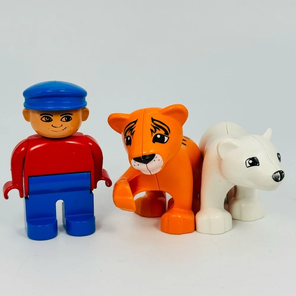Lego Duplo Lot Of 3 Tiger Polar Bear Man Boy Figures